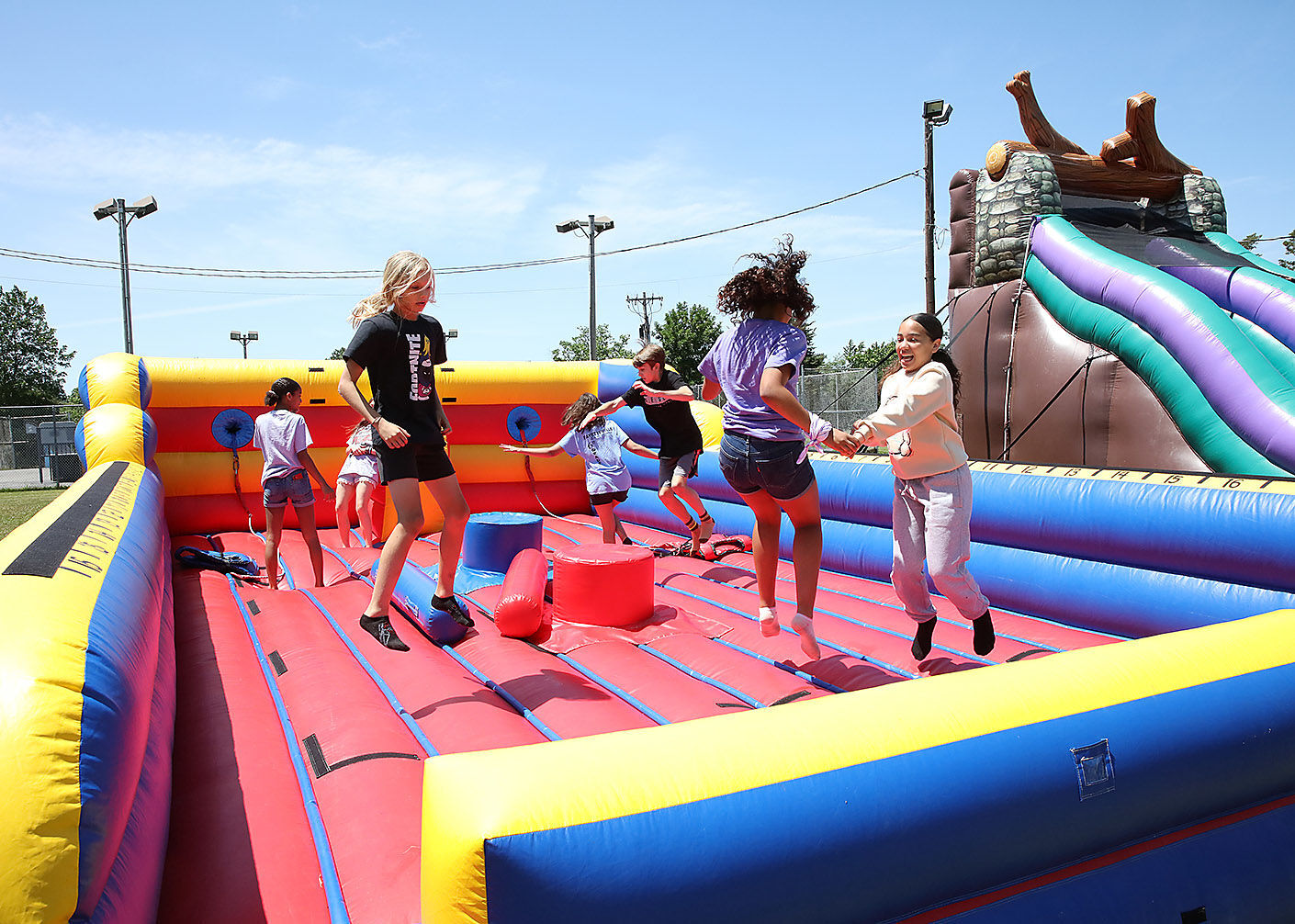 Playing on the inflatables